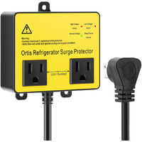 Refrigerator Surge Protector, Ortis Double Outlet Voltage Protector For Home Appliances With Time Delay, Protects Against Brownout, Spike, Instant Surge All Voltage Abnormalities, Yellow