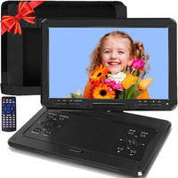 Yoohoo 16.9"" Portable Dvd Player With 14.1"" Large Hd Swivel Buttons Screen, 6 Hrs Battery Dvd Player Portable, Power Adapter, Car Charger, Car Headrest Case, Support Usb/Sd Card/Sync Tv, Region-Free
