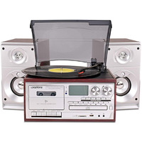 Looptone Vinyl Record Player With Dual 15W External Speakers 9 In 1 3 Speed Bluetooth Vintage Turntable Cd Cassette Player Am/Fm Radio Usb Recorder Aux-In Rca Line-Out