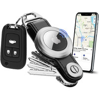 Loovike.Com Compact Key Holder For Airtag - Airtag Keychain Holder| Airtag Key Organizer | Airtag Holder Keychain Leather, Key Organizer With Airtag For Attach Car Key