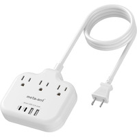 2 Prong Power Strip With Usb C, Meta-Ant 2 Prong To 3 Prong Outlet Adapter, Two Prong Power Strip With 3 Outlets & 4 Usb(2 Usb-C), 4Ft Extension Cord 2 Prong Outlet, Polarized, For Old House, White