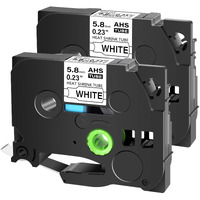 Cruxer 2-Pack Compatible With Brother Hse211 Hs2-211 Ahs 211 Heat Shrink Tube, Label Tape Black On White For Pt-E300 Pt-D400 Pt-D450 Pt-E300 Pt-E500 Pt-P750Wvp Label Maker, 0.23''X 4.92Ft, 5.8Mm
