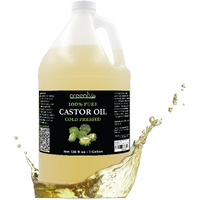 Greenive Castor Oil Organically Grown 100% Pure 128Oz (1 Gallon) Bottle Cold Pressed, Hexane Free, Eyelash And Eybrow Growth Serum, Skin Moisturizer Detox And Wraps