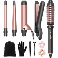 Wavytalk 5 In 1 Curling Iron, Curling Iron Set With Thermal Brush And 4 Interchangeable Ceramic Curling Wand(0.5   -1.25   ),Instant Heat Up Hair Curling Iron