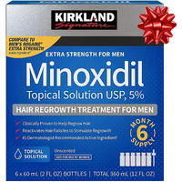 5% Minoxidil Topical Solution For Men - 6 Month Supply (6 X 2 Fl Oz), Hair Regrowth Treatment With Dropper, Cleaning Cloths & Travel Pouch