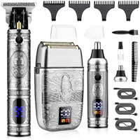 Saoilli Professional Hair Trimmer Hair Clippers For Men, Nose Hair Trimmer Shaver Set,Cordless T-Blade Beard Trimmer Barber Clippers,Electric Razor Foil Shavers For Men Haircut Grooming Kit(Silver)