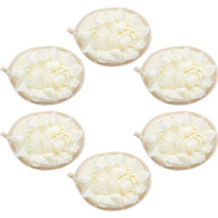 Boao 6 Pieces Bath Shower Pouf Sponge Mesh Pouf Shower Ball Exfoliating Body Sponge Pad Shower Scrubber Ball Shower Glove With Flower Bath Ball (Beige)