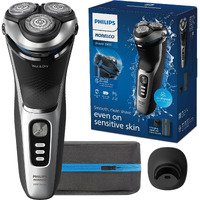 Philips Norelco Shaver 3900, Rechargeable Wet & Dry Electric Shaver With Pop-Up Trimmer, Charging Stand, Travel Storage Pouch, Protective Cap, Space Gray, S3341/92