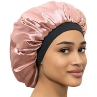 Caplord Satin Bonnet Adjustable Sleeping Silk Bonnet Black Women Men Double Layer Satin Lined Sleep Cap Sleeping Hair Wrap Silk Hair Curly Bonnet Large Braids Cover Bonnets Night Head Scarf Protect