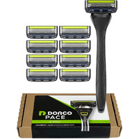 Dorco Pace 5 Pro Razors- Shaving System For Men With Trimmer - 1 Handle + 9 Cartridge Set
