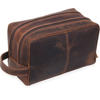 Vc Vintage Couture Genuine Leather Toiletry Bag For Men - Extra Large Leather Men's Toiletry Bag For Traveling Hanging, Real Leather Dopp Kit For Men Brown Leather Shaving Bag For Travel