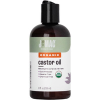 J Mac Botanicals Organic Castor Oil (8 Oz) Cold Pressed, Bpa Free, Castor Hexane Free, For Face, Skin, Eyelashes, Certified Usda Organic