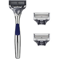 Harry's Razors For Men - Chrome Razor Handle | 5 Blade Razor With Lubricating Strip & Precision Trimmer, 3 Cartridges