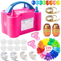 Electric Air Balloon Pump, Portable 110V 600W Dual Nozzle Electric Blower Air Pump Inflator For Decoration Party With Balloons, Tying Tool And Accessories (Rose Red)