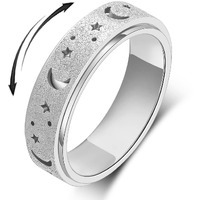 Oreillestar Anxiety Ring For Women Spinner Ring Fidget Ring Stainless Steel Fidget Toys Adults Spinner Rings Fidget Ring Men Silver Size 10