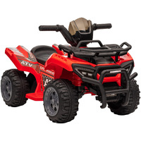 Aosom Kids Atv Four Wheeler Ride On Car, Motorized Quad, 6V Battery Powered Electric Quad With Songs For 18-36 Months, Red