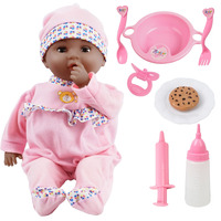 Toy Choi's Interactive Baby Doll Pink - 16 Inch Crying Talking Feeding Dolls With Different Sounds And Accessories, Pretend Play Preschool Toys For 2 3 4 5+ Year Old Girls Boys Gift, Black Doll