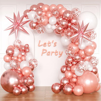 Rose Gold Balloons Garland Arch Kit,144Pcs Metallic Rose Gold Confetti Balloons For Bachelorette Bridal Shower Wedding Graduation Baby Shower Women Birthday Party Decorations