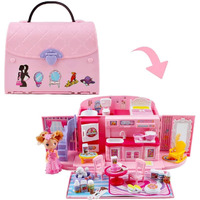 Deao Doll Houses Portable Backpack For Girls With Doll Toy House With Light And Music Baby Dollhouse Furniture For 3 To 8 Years Olds Toddler Kids