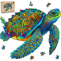 Mys Aurora Wooden Puzzles, Sea Turtle Jigsaw Puzzles 500 Pieces, Unique Shaped Wooden Puzzle For Adults And Kids, Family Game 16.9 X 20.7 Inch