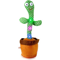 Doohickey Dancing Cactus, Interactive Toy, Talking Cactus Repeat What You Say, Led Lights, Cactus Toy 60 Unique Popular Songs For Kids, Dance, Record, And Sing, Rechargable Usb Cord Included
