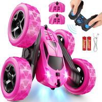Qunreda Rc Cars, Rose Remote Control Car For Girls, 2.4 Ghz Double Sided Rc Stunt Car 360 Rotating Remote Control Crawler With Headlights Car Toys For 6 7 8 9 10 11 12 Girls Birthday