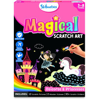 Skillmatics Magical Scratch Art Book For Kids - Unicorns & Princesses, Craft Kits & Supplies, Diy Activity & Stickers, Gifts For Toddlers, Girls & Boys Ages 3, 4, 5, 6, 7, 8