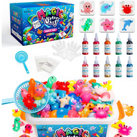 Kiditos Magic Water Elf Toy Kit, Aqua Fairy Water Gel Kit With 10 Magic Gels, 6 Sea Creature Molds. Christmas Gifts, Birthday Gifts, Party Favors, Arts & Crafts Diy Stem Kits For Kids (10 Colors)