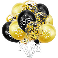 Shuntai 85Th Birthday Balloons Black And Gold 85Th Birthday Party Decorations For Men Women Latex Confetti Balloon Happy 85 Year Old Anniversary Theme Birthday Party Supplies 15 Pack 12 Inch