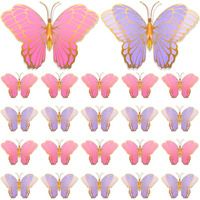 20 Pieces Butterfly Centerpieces For Tables Butterfly Party Decorations 3D Golden Butterfly Table Toppers Centerpiece For Girl Party Table Decors Birthday Baby Shower (10 X 7 In, Pink, Purple)