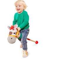 Battat - Classic Hobby Horse - Plush Stick Horse - Wooden Pole & Sensory Textures - Realistic Sounds - 2 Years + - Pony Pal