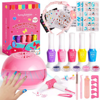 Kids Nail Polish Kit With Nail Dryer, 69Pcs Nail Art Makeup Toy Set For Kids, Christmas Birthday Presents For 7 8 9 10 11 12 Year Old Kids Party Cosmetic, Nails Pen Manicure Toddler Stuff