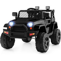 Honey Joy Ride On Truck, 12V Battery Powered Vehicle Ride On Car With Remote Control, Spring Suspension, Headlights, Music, Mesh Windshield, Electric Cars For Kids, Gift For Boys Girls 3+ (Black)