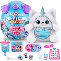 Rainbocorns Puppycorn Rescue (Husky) By Zuru, Collectible Plush, Stuffed Animal Girl Toys, Surprise Egg, Stickers, Syringe Slime, Ages 3+ For Girls, Children, 9.06 X 7.87 X 11.02 Inches