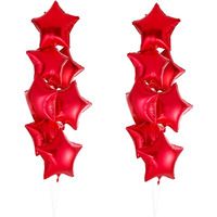 18"" Red Star-Shaped Foil Balloon Mylar Helium Balloons For Wedding Baby Shower Birthday Party Decorations, Pack Of 20