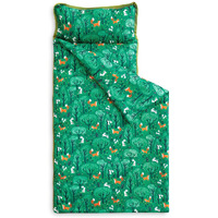 Wake In Cloud - Nap Mat With Removable Pillow For Kids Toddler Boys Girls Daycare Preschool Kindergarten Sleeping Bag, Foxes Rabbits Animals In Green Forest, 100% Soft Microfiber