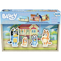 Bluey 4-Pack Of Wooden 24-Piece Puzzles With Interchangeable Pieces | Bluey Birthday Party Supplies | Bluey Party Favors | Bluey Toys For Kids Ages 3+