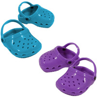 Sophia's 18"" Doll Set Of Two Comfy Polliwog Garden Clog Shoes In Teal And Purple
