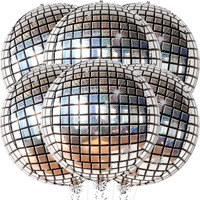 Katchon, Big Silver Disco Ball Balloons - Pack Of 6, Disco Party Decorations | 4D Metallic Disco Balloons For Disco Bachelorette Party Decorations | New Years Balloons For New Years Decorations 2025