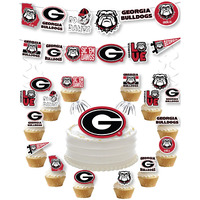 Georgia Bulldogs Party Supplies (42 Pieces) For University Of Georgia Graduation, Tailgating And Birthday Party Decorations With Georgia Bulldogs Banner And Cake Toppers Decorations (Georgia Bulldogs)