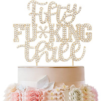 Lingteer Fifty Three Funny Gold Rhinestone Cake Topper - Cheers To 53Rd Birthday 53 Years Old Anniversary Party Cake Centerpieces Topper Decorations Gift Sign.