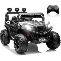 Anpabo 24V 4X4 Ride On Car Truck W/Remote Control, 4Wd/2Wd Switchable Kids Utv, 19"" Spacious Seat, 4 Shock Absorbers, Soft Start, Music Player, Electric Car For Kids Ages 3+(White)
