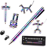 Vywmna Fidget Pen For Adults Kids,Toy Decompression Magnetic Metal Pen, Desk Toys Multifunctional Deformable Magnet Writing Pen(Colorful)