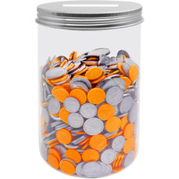 Mczxon Large Coin Bank Jar, Big Clear Plastic Coin Money Tip Change Saving Piggy Jar With Silver Slotted Lid, Large Plastic Coins Piggy Money Change Clear Bank For Adults Teens Kids Girls Boys, Xl