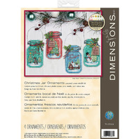Dimensions 70-08964 Counted Cross Stitch Holiday Mason Jar Ornament Kit, 4Pc