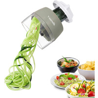 Voaesdk Handheld Spiralizer Vegetable Slicer,4 In 1 Heavy Duty Veggie Spiralizer Zucchini Spaghetti Maker,Vegatable Spiral Slicer For Salad,Carrot,Fruit,Cucumber,Zucchini,Onion Noodle Maker (Gray)