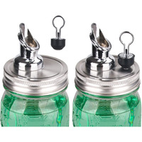 Mason Jar Spouts.Free Flow Mason Jar Spout,Mason Jar For Spout Regular Mouth Size 70Mmstainless Steel Lid, Mason Jar Pourer 2 Pack (Zinc Alloy) Jars Not Included