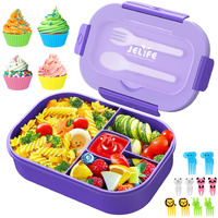 Jelife Lunch Box Kids Bento Box - 1300Ml Large Bento-Style Bento Box Adults Lunch Box, Ideal Leak Proof Bento Lunch Box For Kids School, Bpa Free Lunchbox Containers For Teens Toddlers, Purple