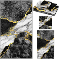 Preboun 3 Pack Black Marble Bathroom Towels Set Gold Line Hand Towels Black Bath Towels Gold Crack Dish Towels Absorbent Fingertip Towel For Bathroom Kitchen Hotel Beach Gym Spa