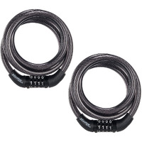 Master Lock Black Set Preset Combination Bike Lock, Metal Cable Lock Has A Weather Resistant Vinyl Coating For Outdoor Equipment, Bicycles, 4 Feet Long, Pack Of 2, 8143T